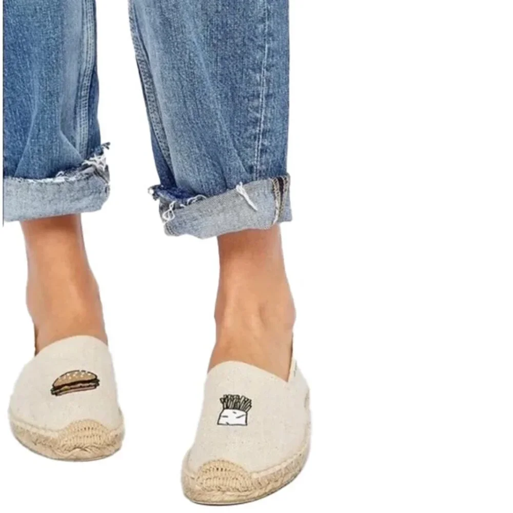 SOLUDOS X JASON PILAN slip-on espadrilles HAMBURGER & FRIES  size 10